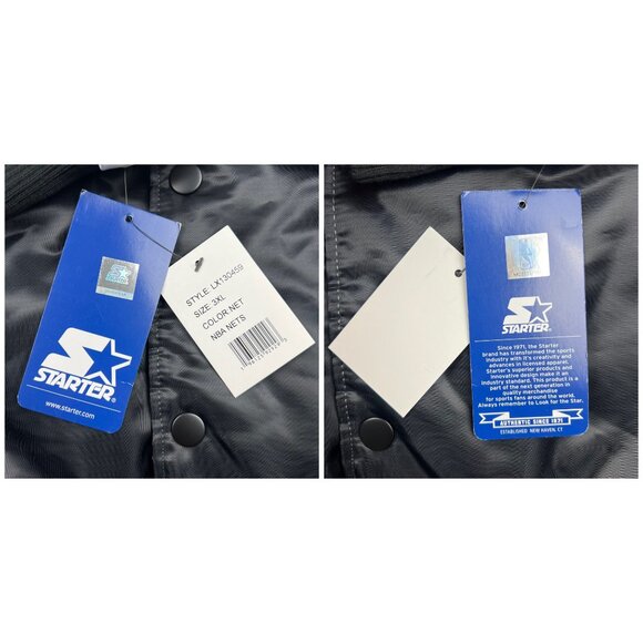 Brooklyn Nets Varsity Jacket Mens 3XL XXXL Black Satin Snap Starter G-III NBA - Picture 6 of 11